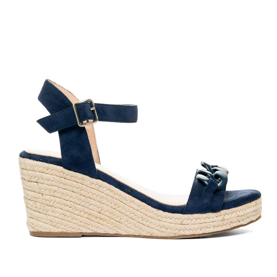 Navy faux suede espadrilles with jute wedge 