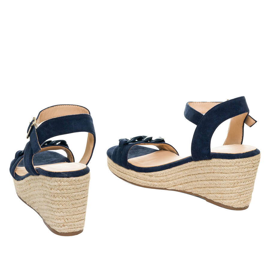 Navy faux suede espadrilles with jute wedge 