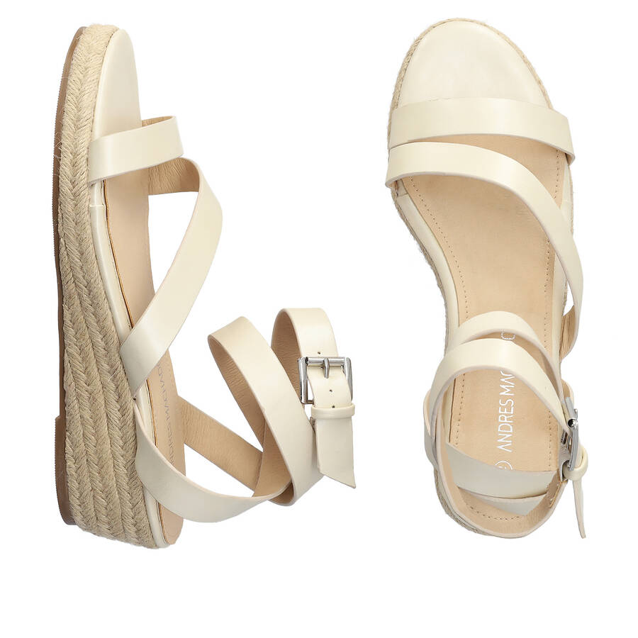 Espadrille compensée en simili cuir Beige 