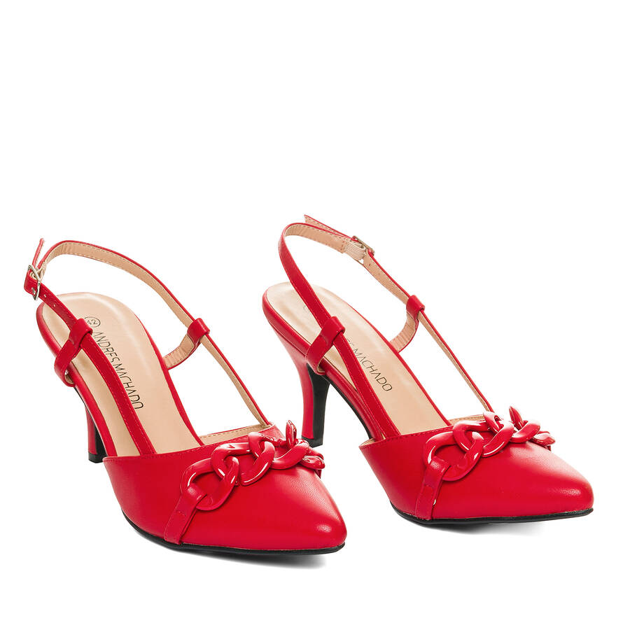 Escarpin en simili cuir Rouge 