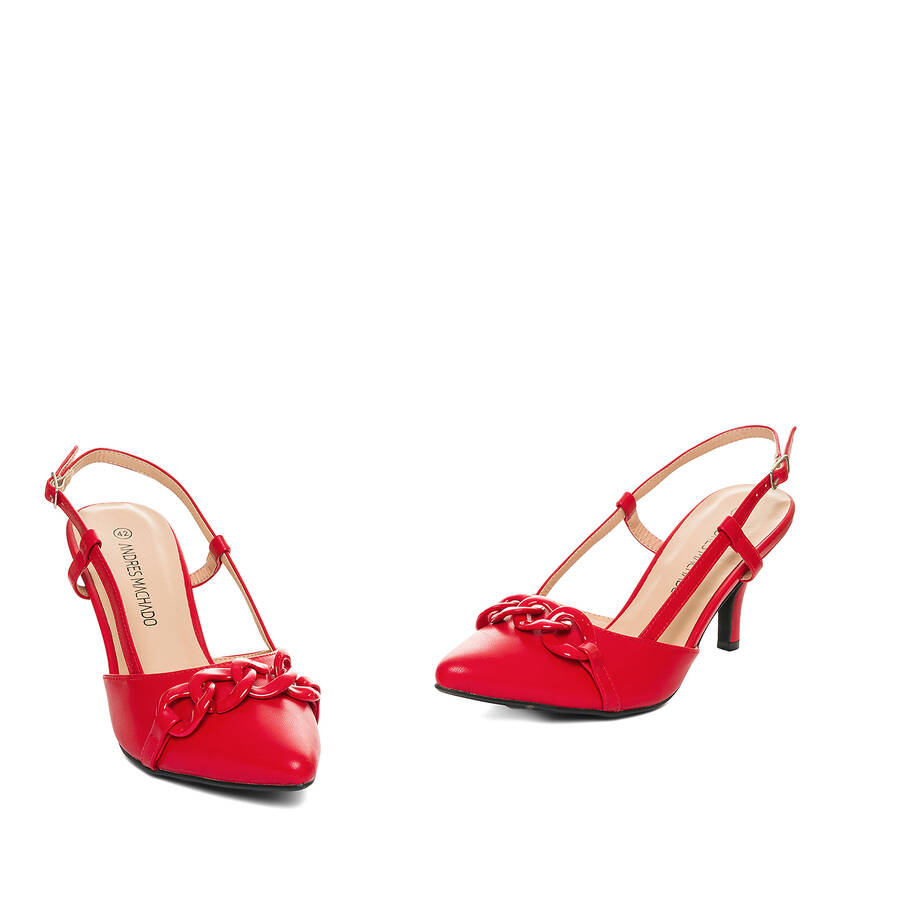 Escarpin en simili cuir Rouge 