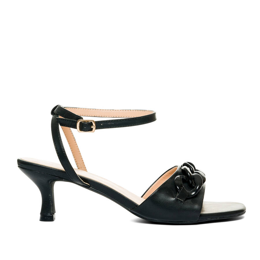 Black faux leather sandals 