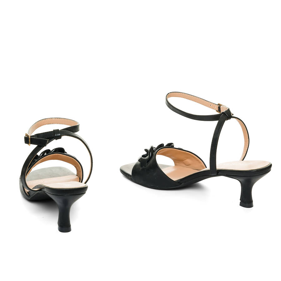 Black faux leather sandals 