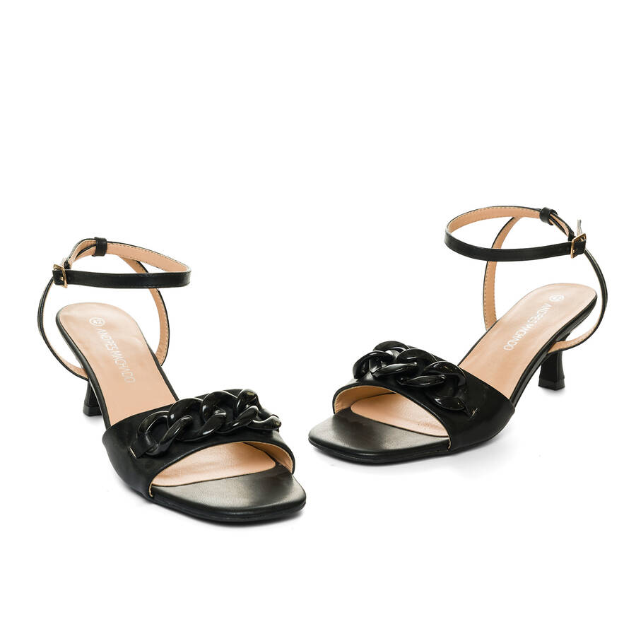 Black faux leather sandals 