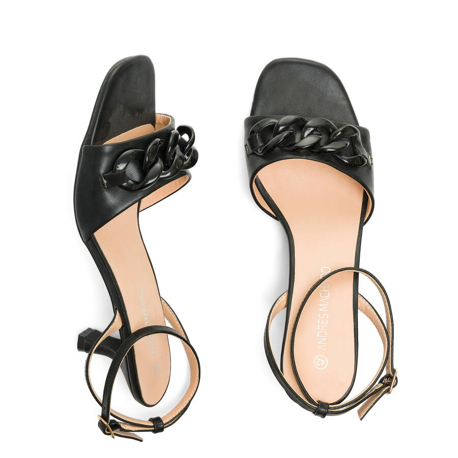 Black faux leather sandals 