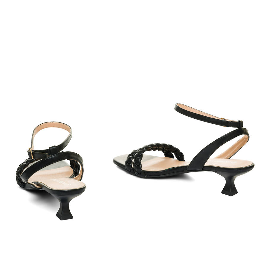 Black faux leather sandals 