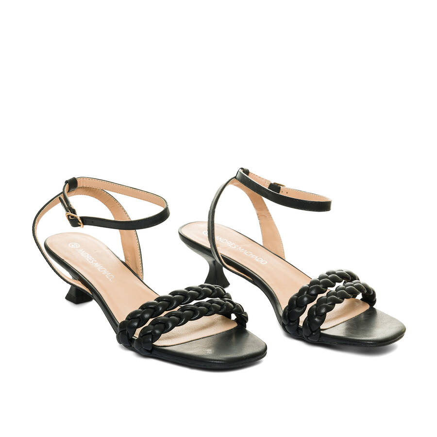 Black faux leather sandals 