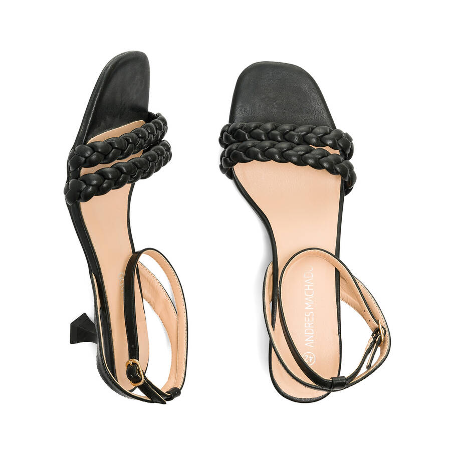 Black faux leather sandals 