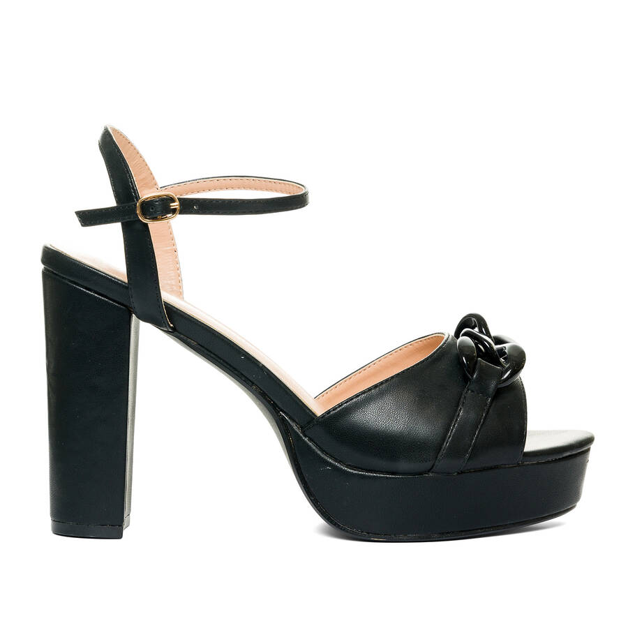 Black faux leather sandals 