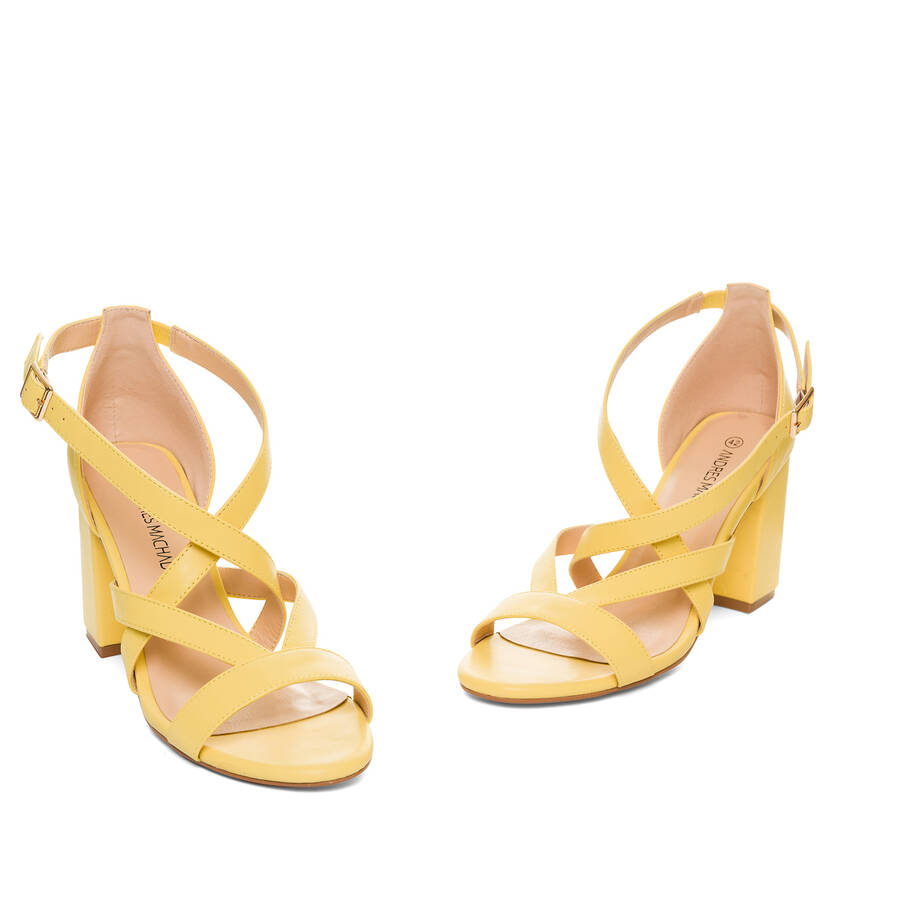 Yellow faux leather sandals 