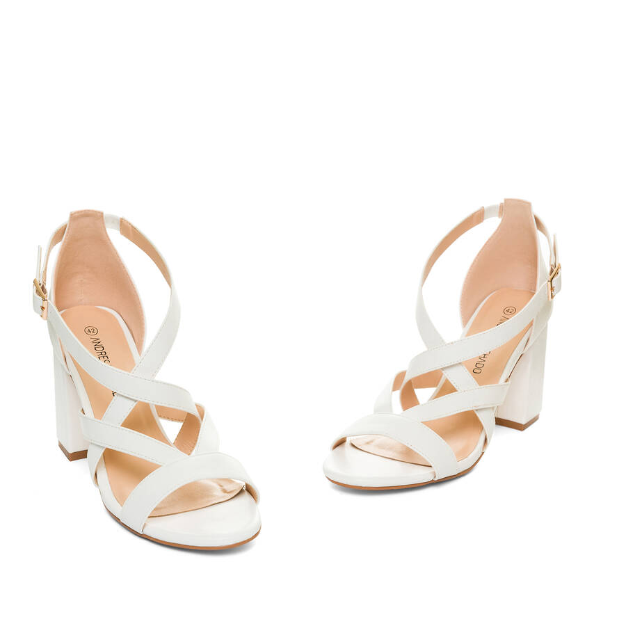 White faux leather sandals 