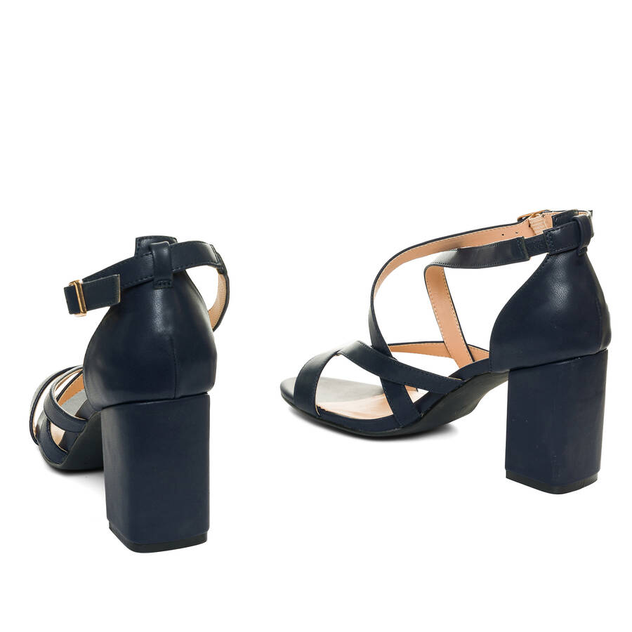 Navy faux leather sandals 