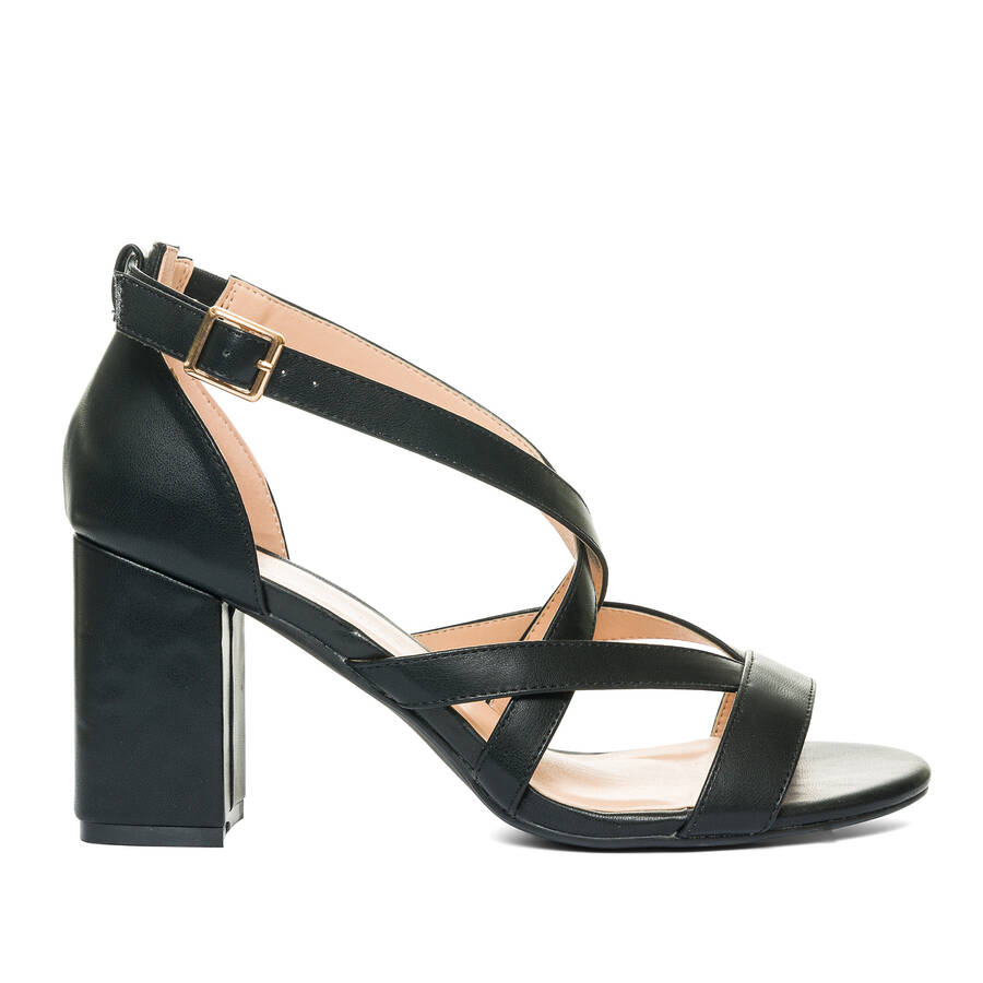 Black faux leather sandals 