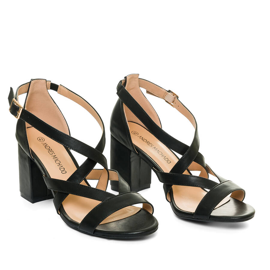 Black faux leather sandals 