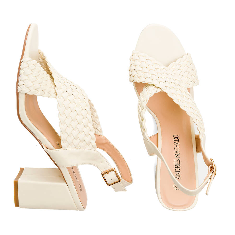 Braided white faux leather sandals 