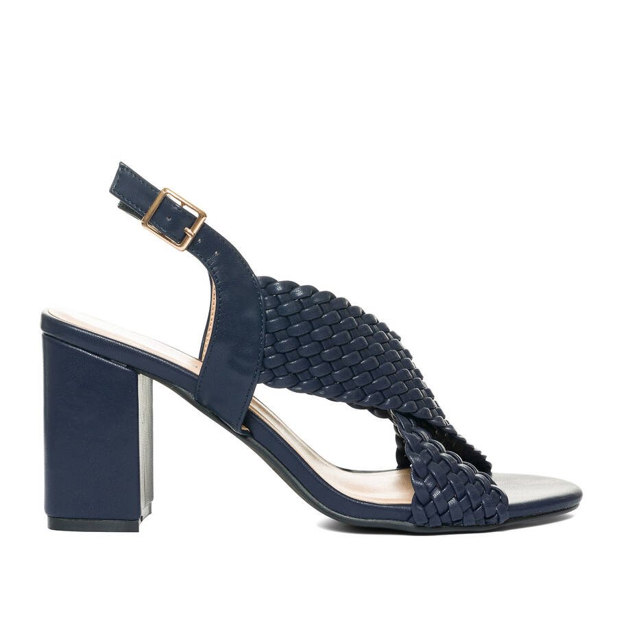 Braided navy faux leather sandals 