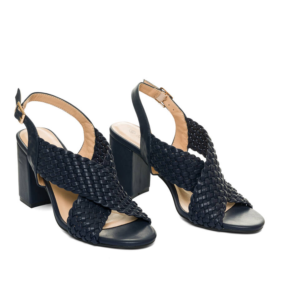 Braided navy faux leather sandals 