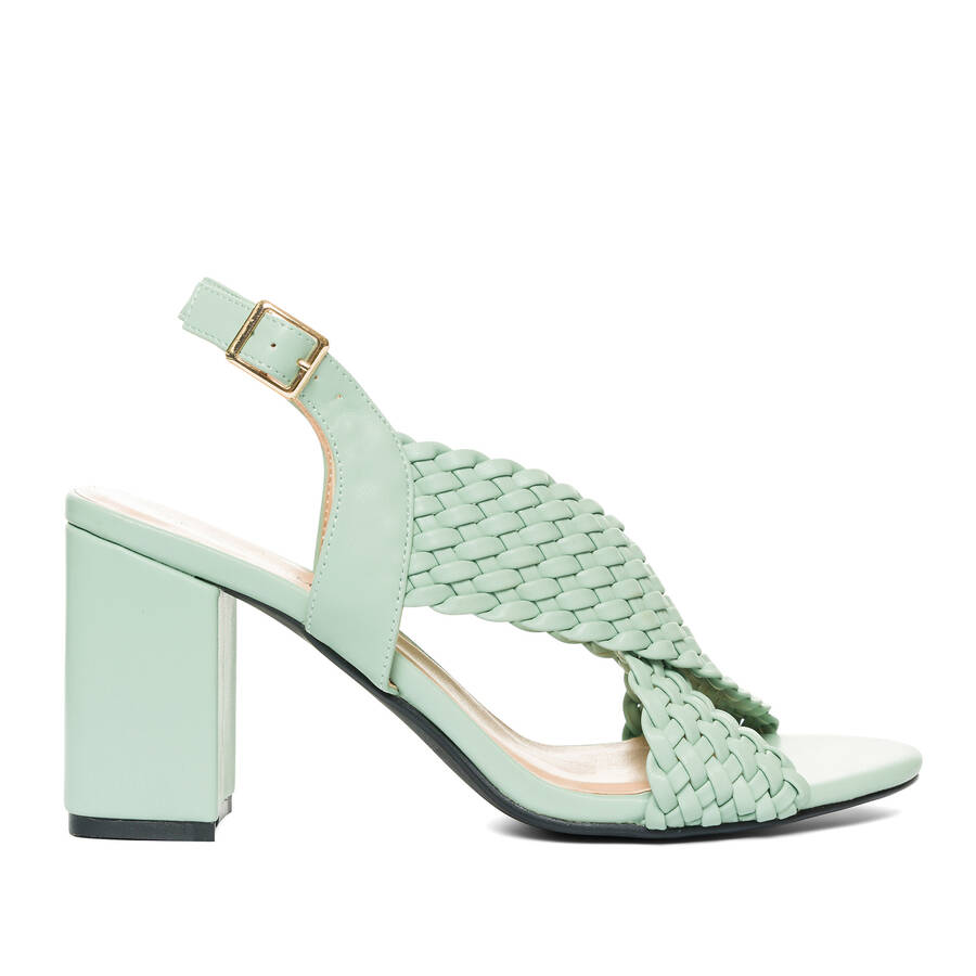 Braided mint faux leather sandals 