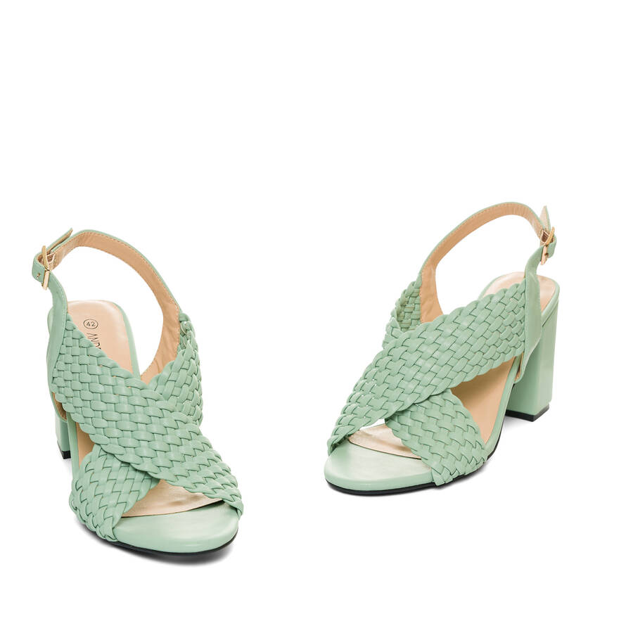 Braided mint faux leather sandals 