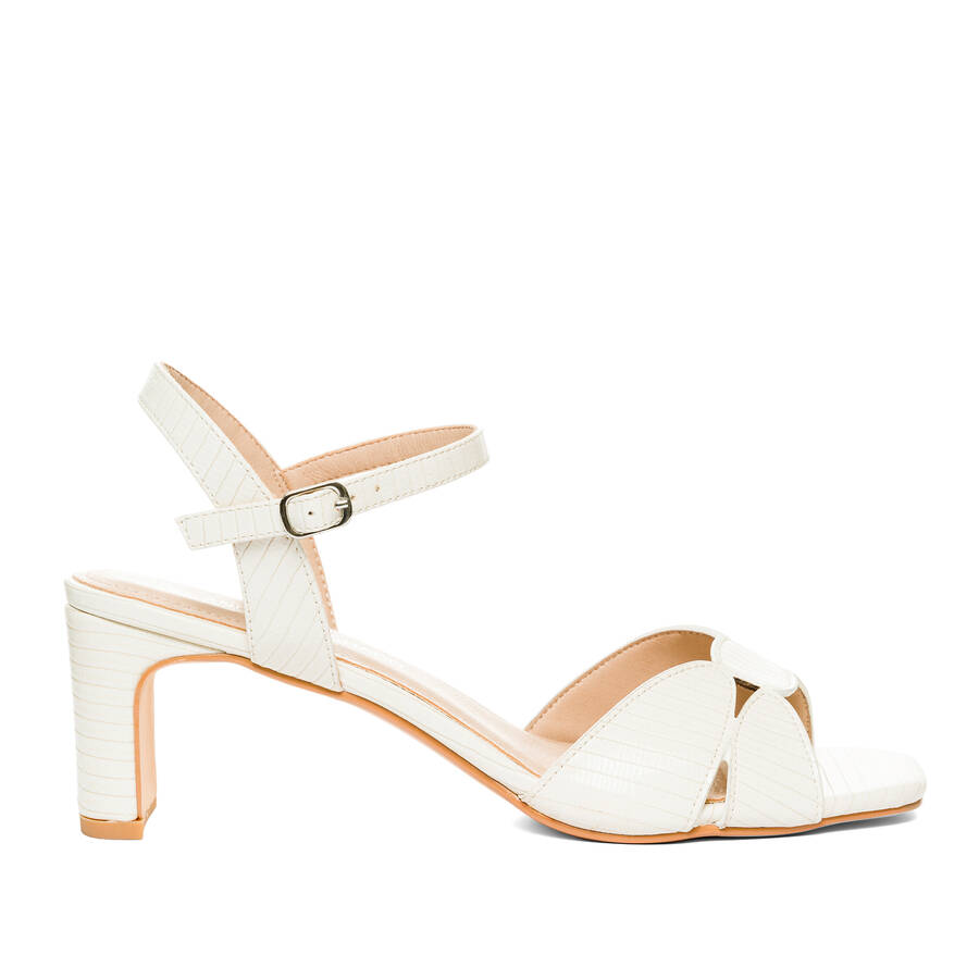 White embossed faux leather sandals 