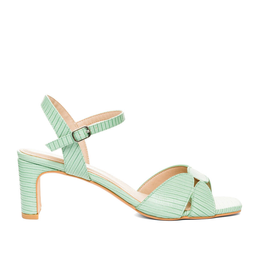 Mint embossed faux leather sandals 