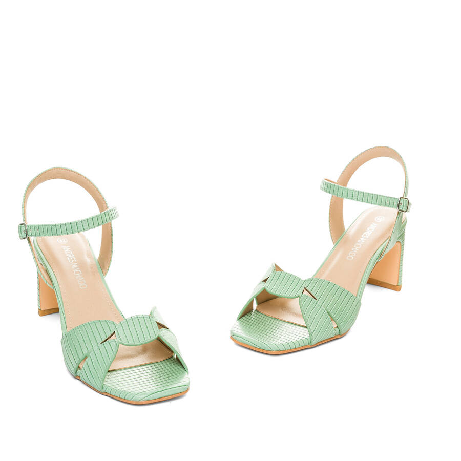 Mint embossed faux leather sandals 