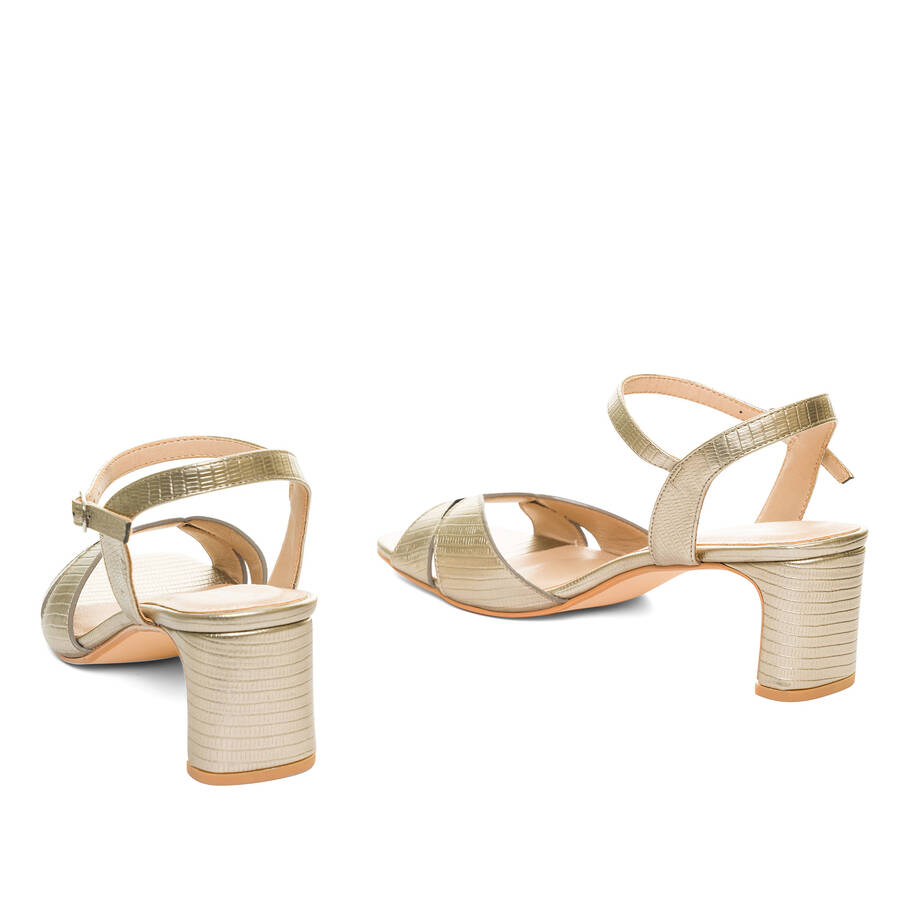 Gold embossed faux leather sandals 