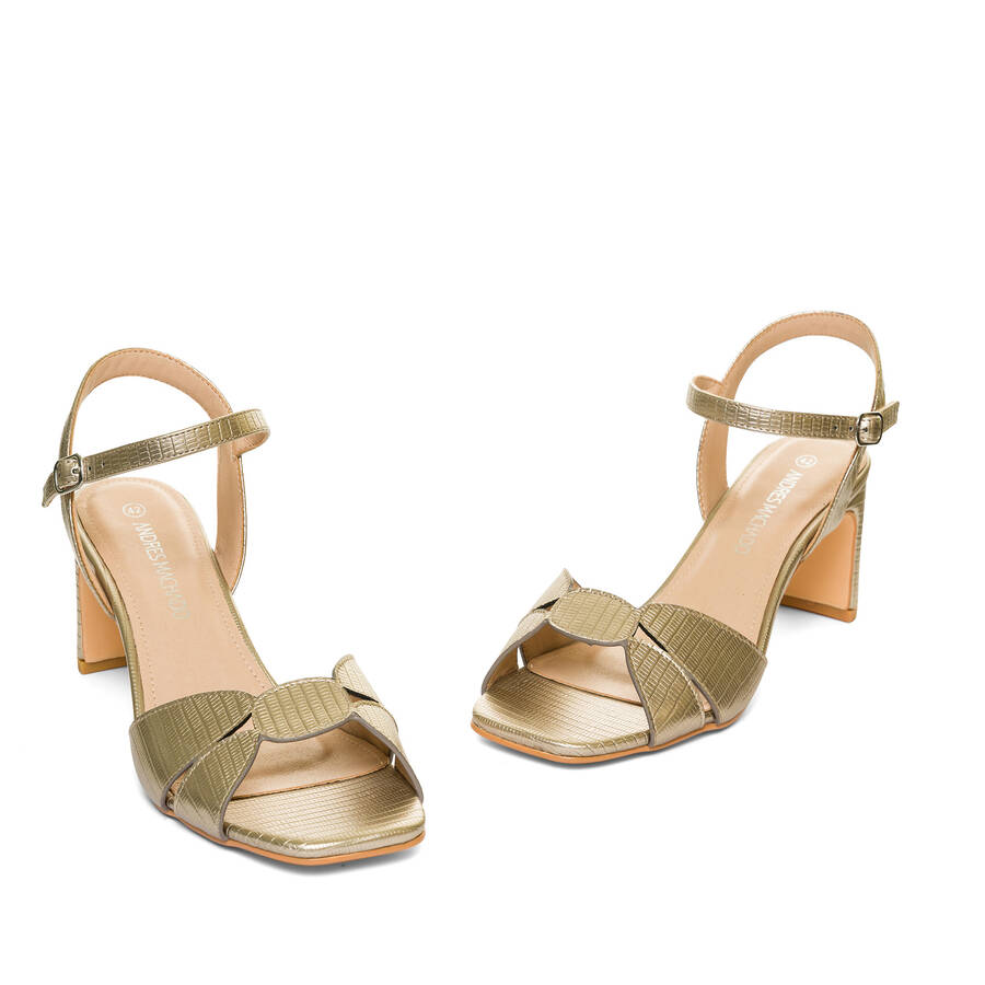 Gold embossed faux leather sandals 