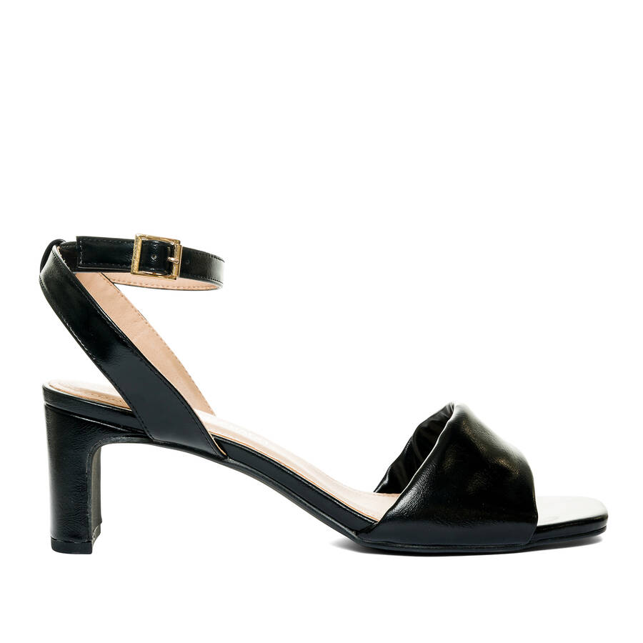 Black faux leather sandals 