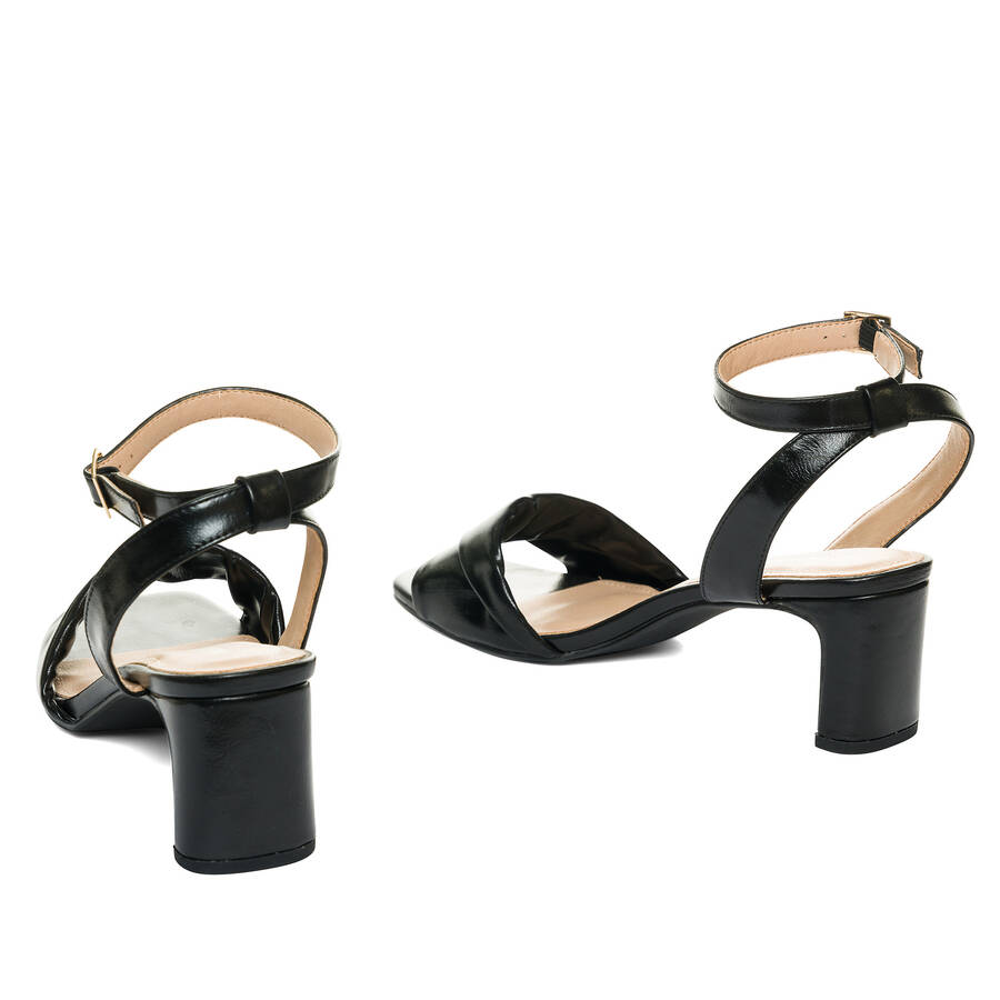 Black faux leather sandals 