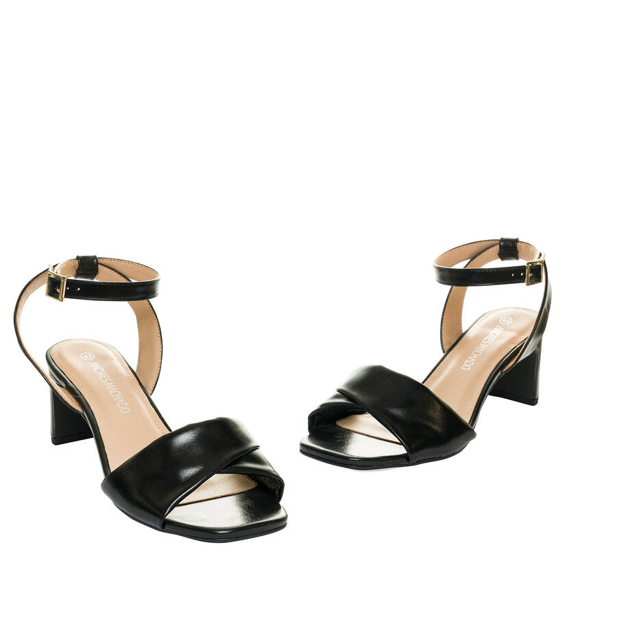 Black faux leather sandals 