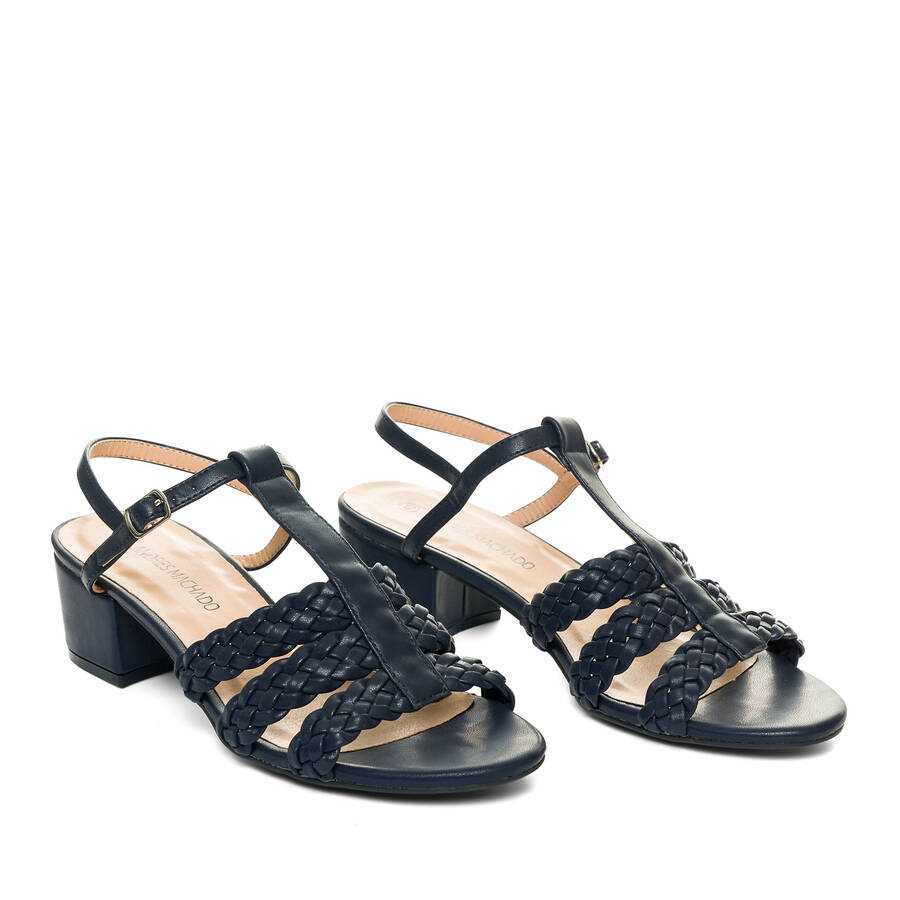 Navy faux leather sandals 