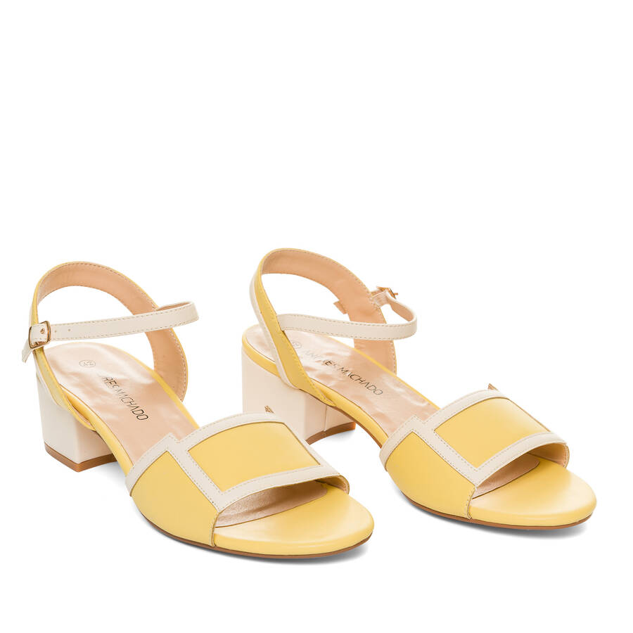 Yellow faux leather sandals 