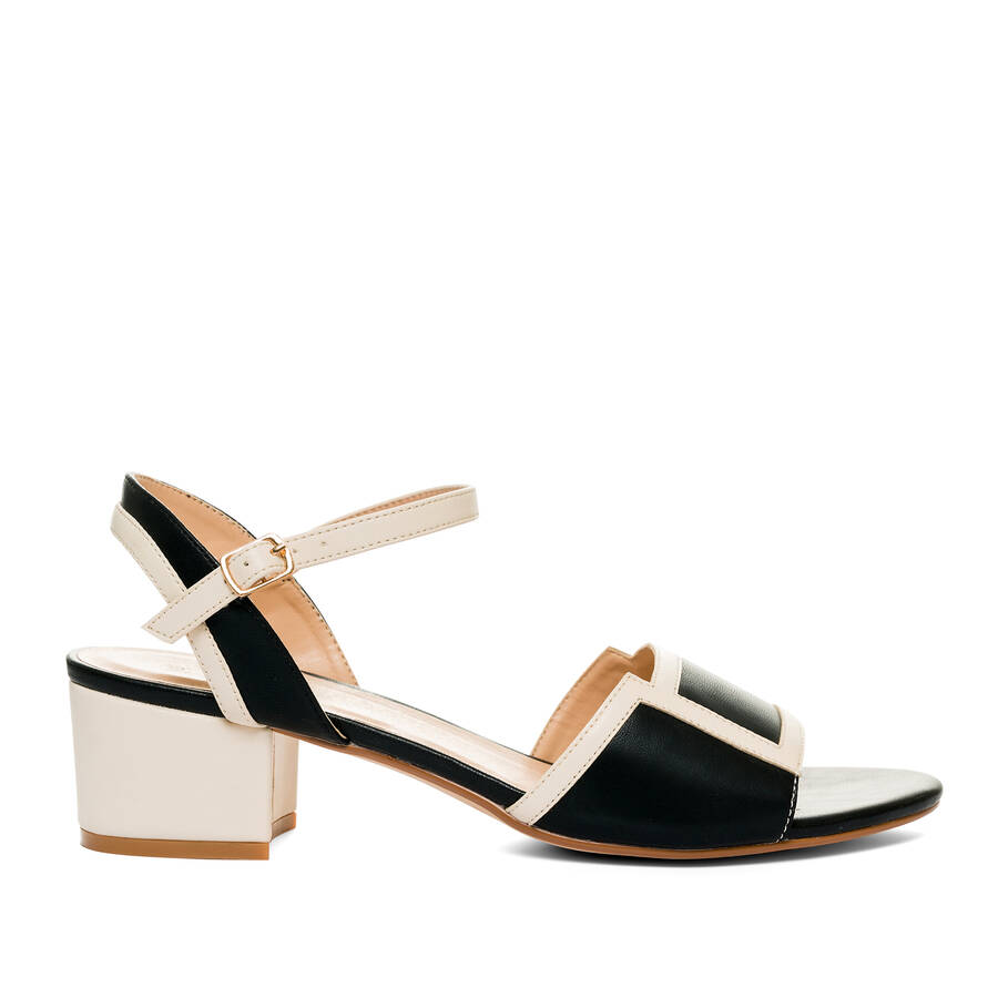 Black faux leather sandals 