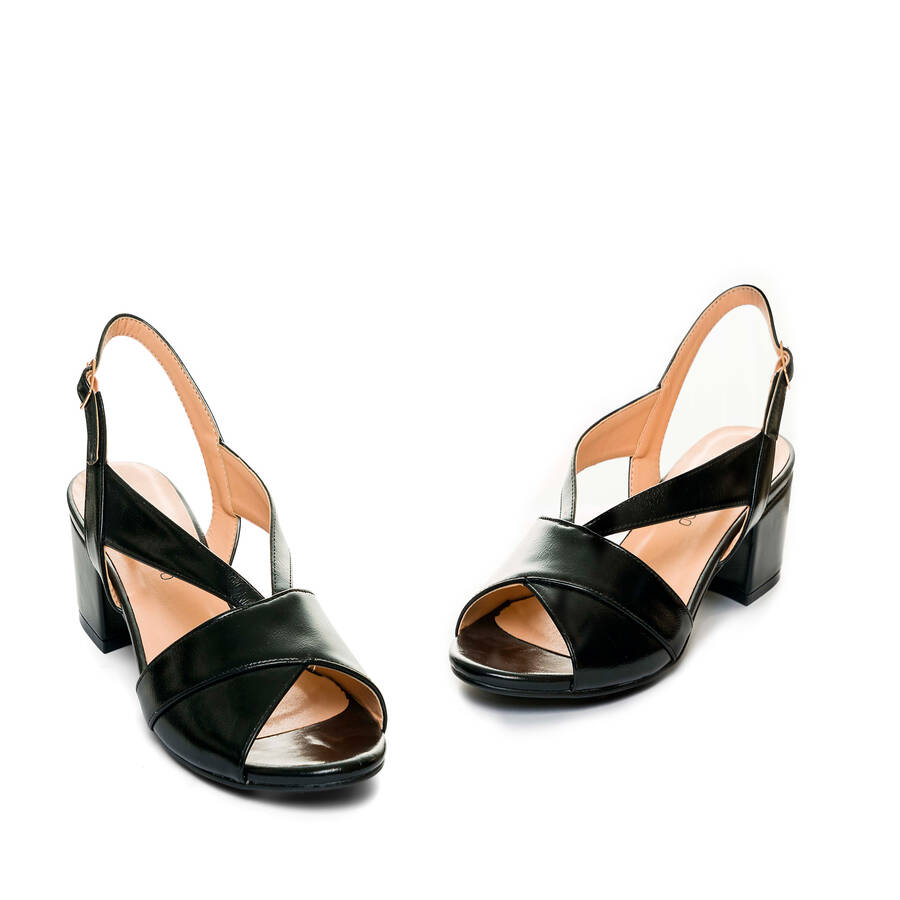 Black faux leather sandals 