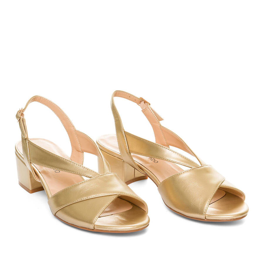 Gold faux leather sandals 