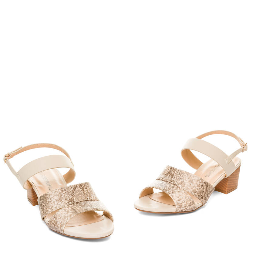 Off-white embossed faux leather sandals 