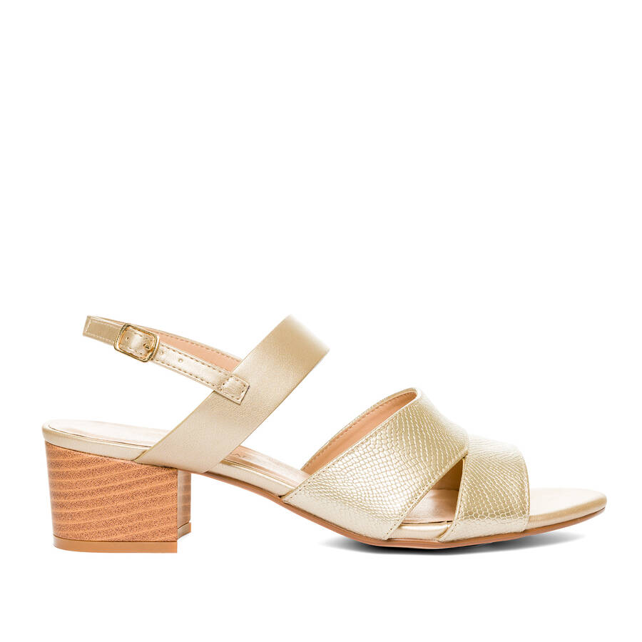 Gold embossed faux leather sandals 