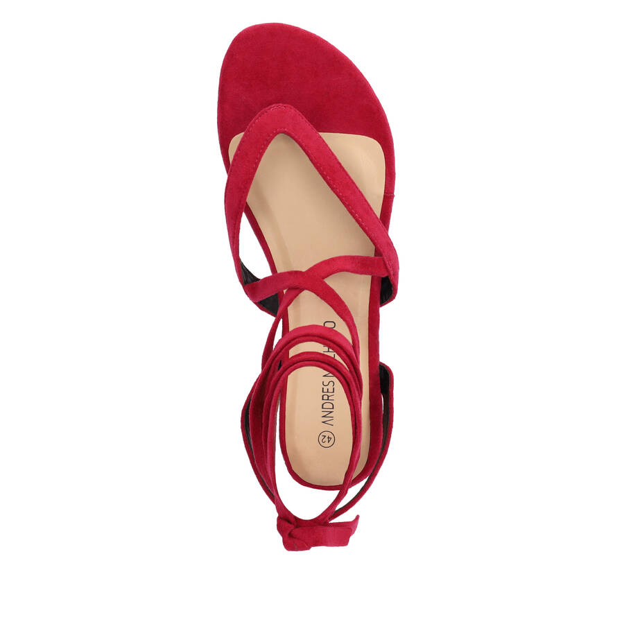 Fuchsia faux suede flat sandals 