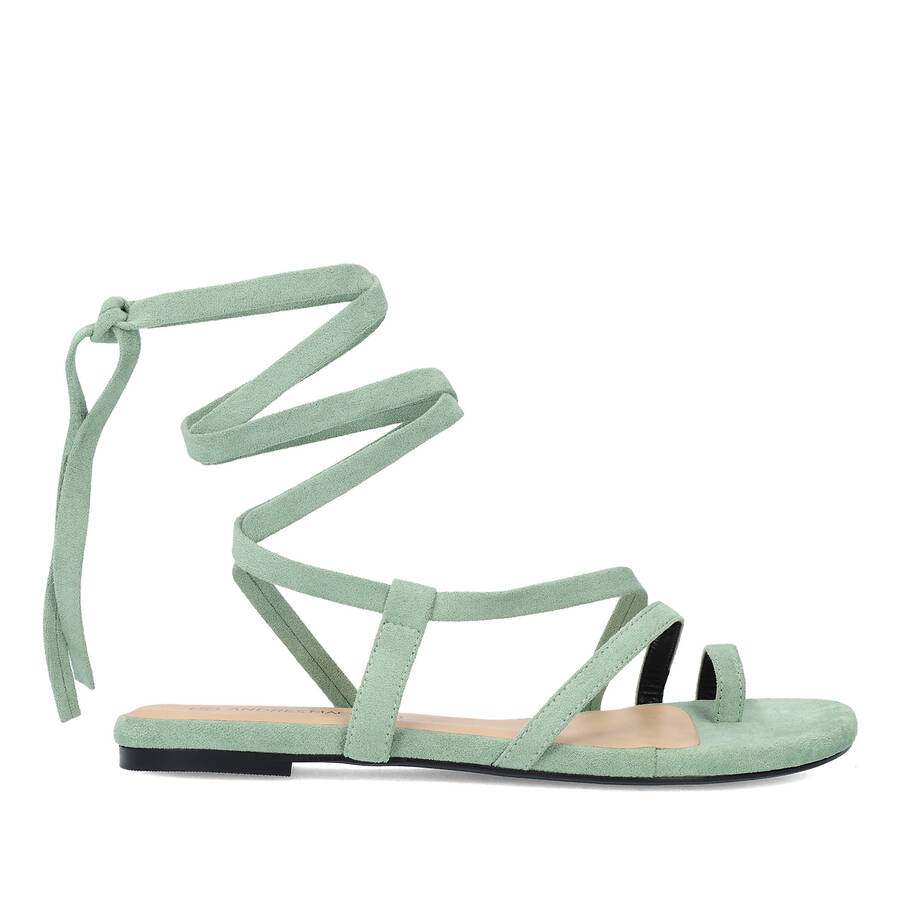 Mint faux suede flat sandals 