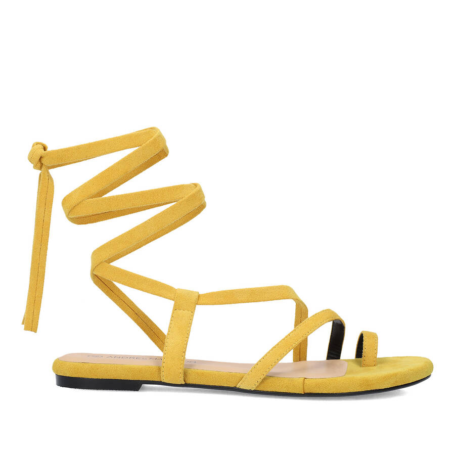 Mustard faux suede flat sandals 