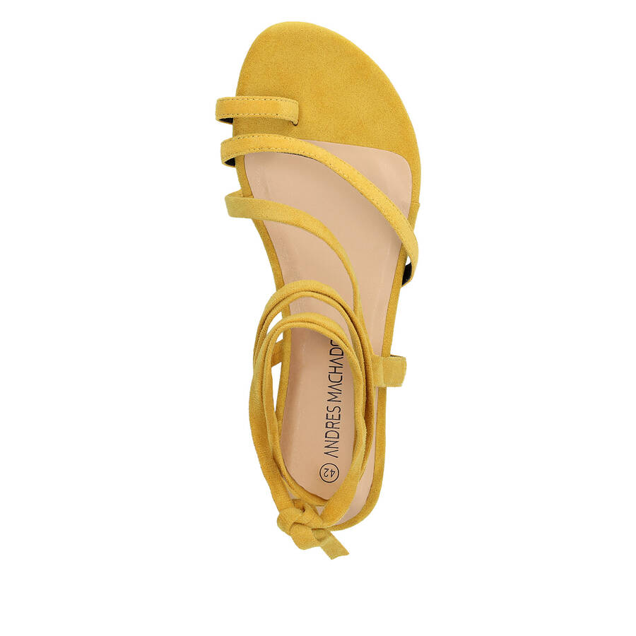 Mustard faux suede flat sandals 