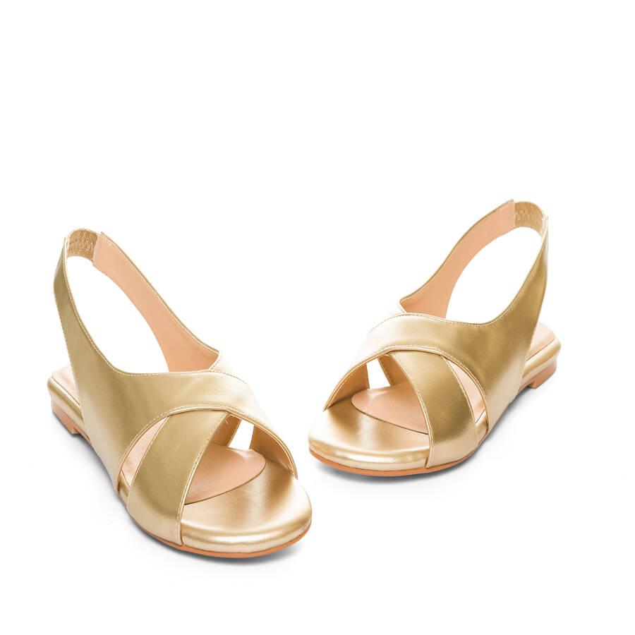 Gold faux leather flat sandals 