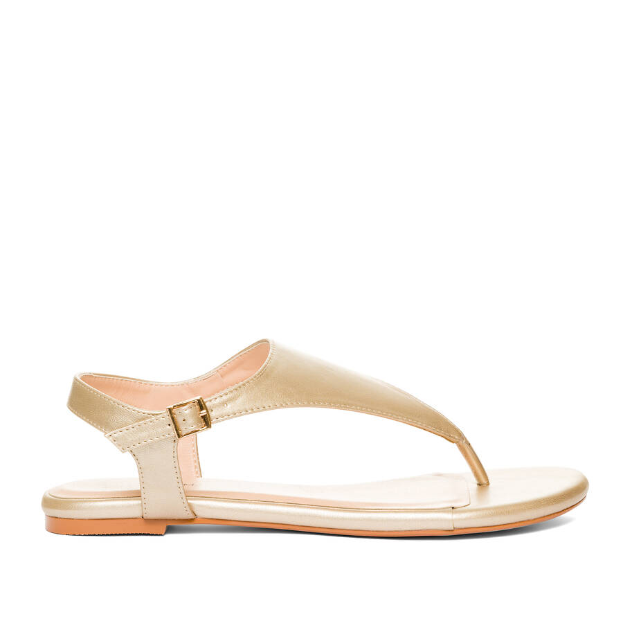 Gold faux leather flat sandals 