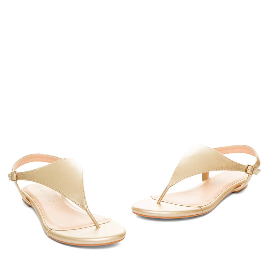 Gold faux leather flat sandals 