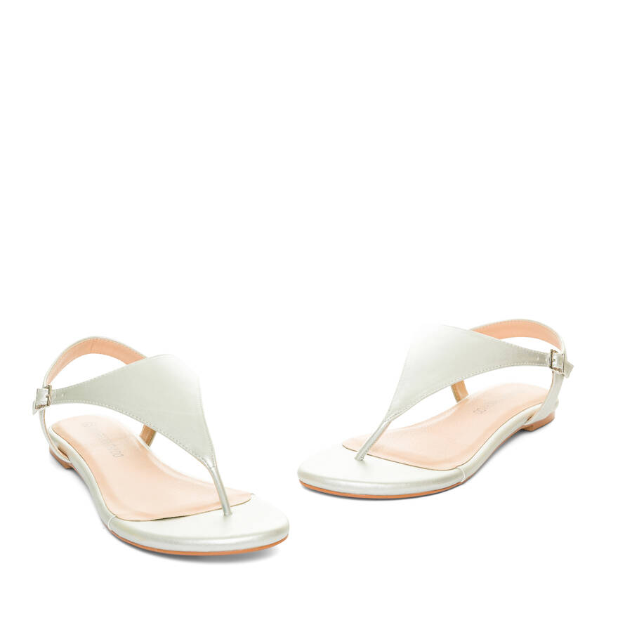 Silver faux leather flat sandals 