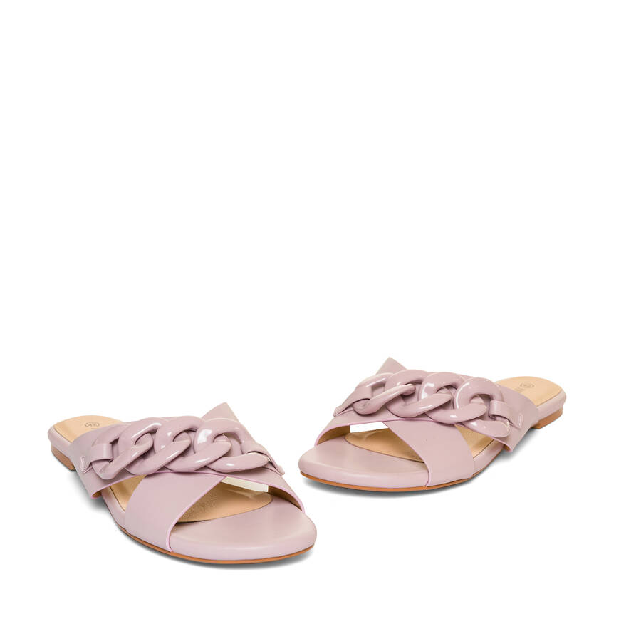 Purple faux leather flat sandals 