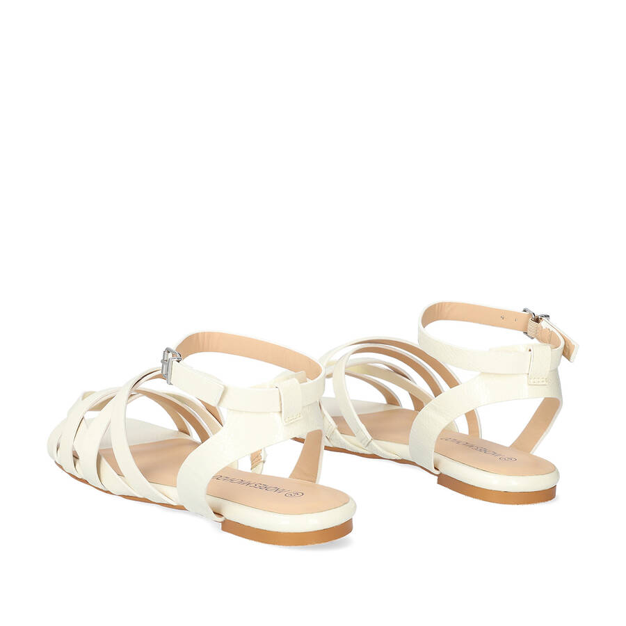 White embossed faux leather sandals 