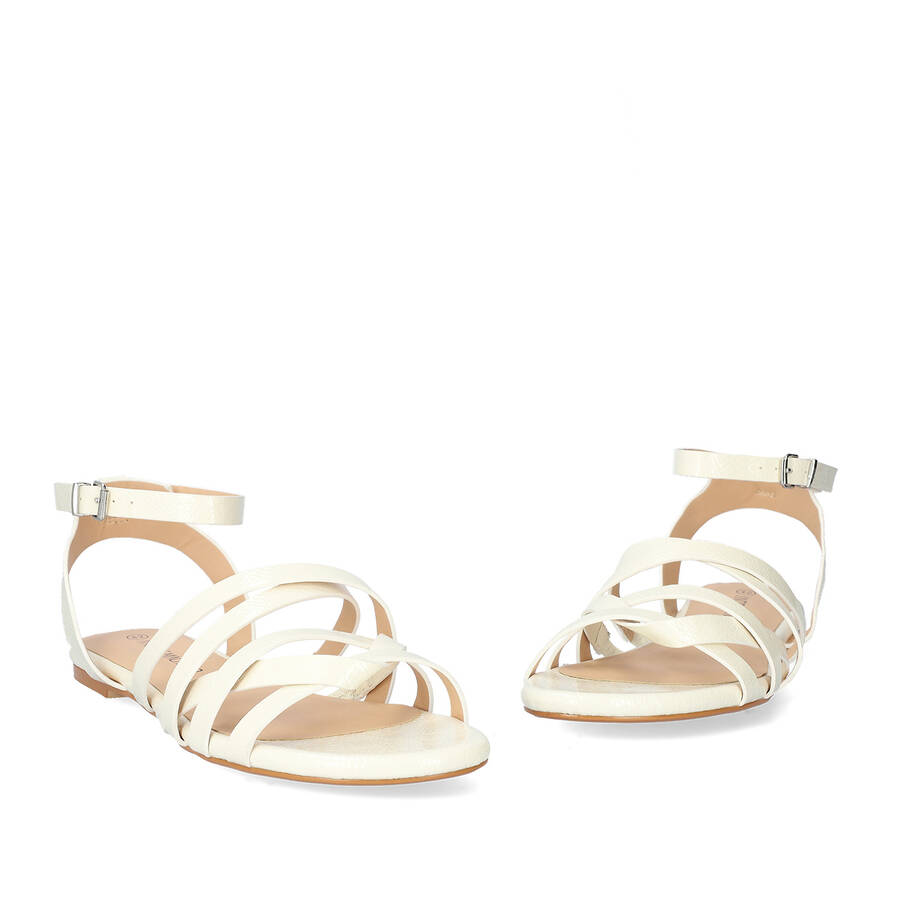 White embossed faux leather sandals 