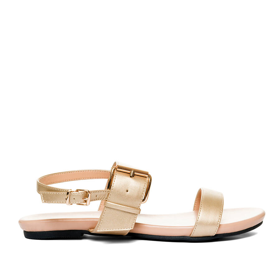 Gold faux leather flat sandals 